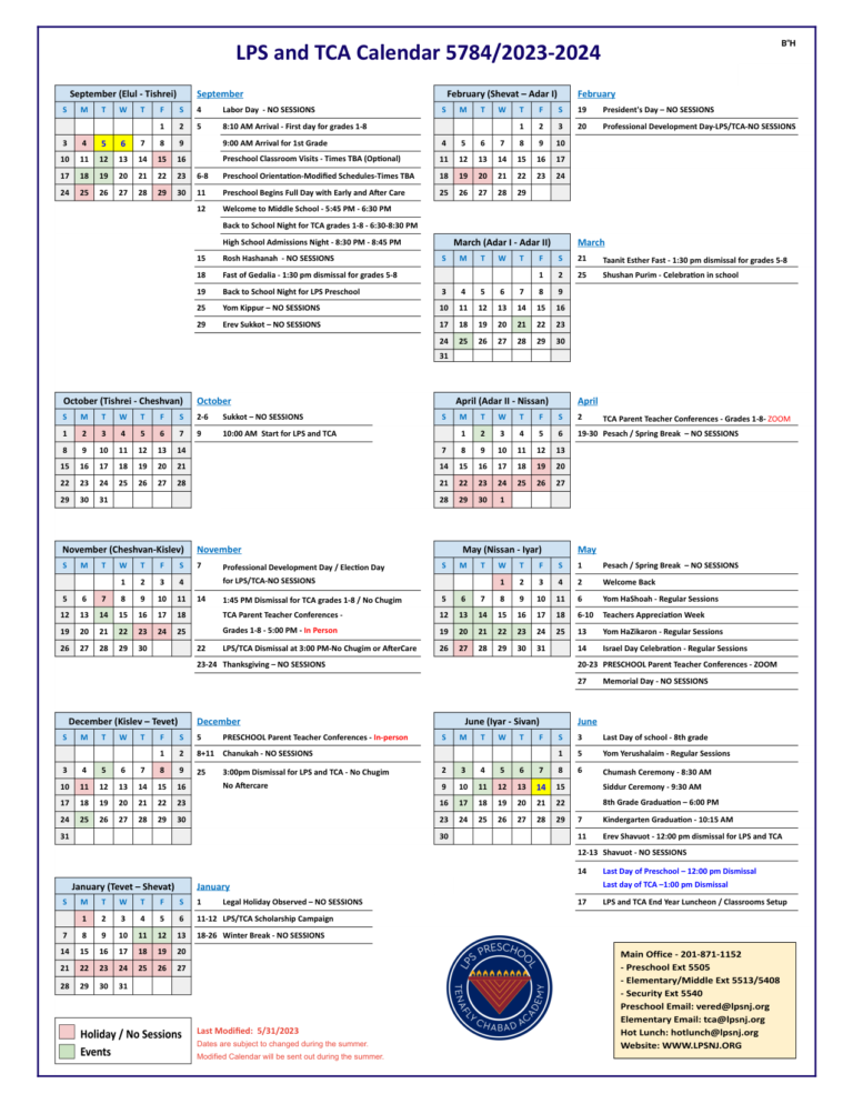 School Calendar 20222023 LPSNJ